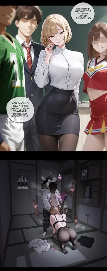 Pikumario - The Hot Female Teacher Falls into Hypnosis to a Short Fat Otaku