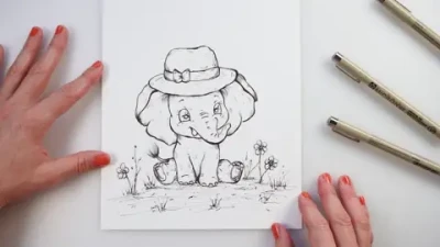 MarenaART - Inktober 2026_10_elephant_ink