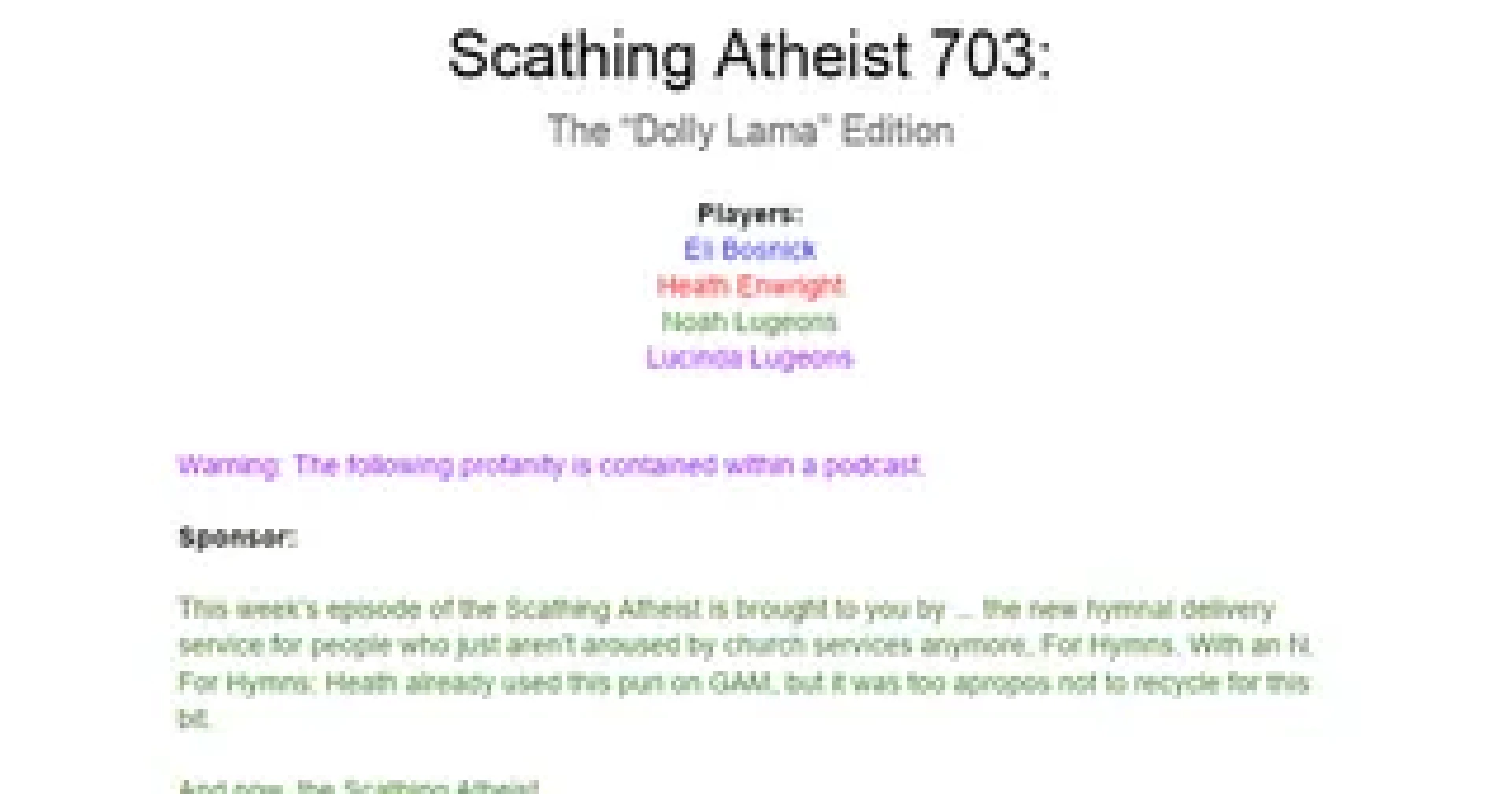 The Scathing Atheist - Scathing Atheist 703 Script — page 1