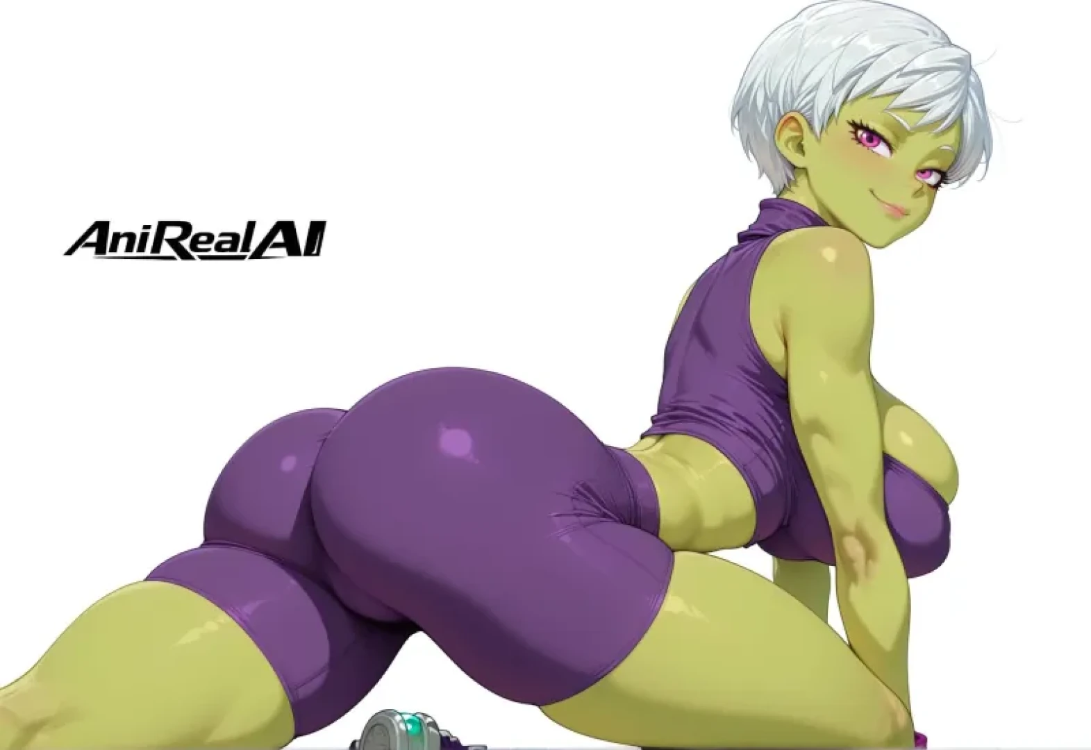 ANIREALAI -  Cheelai - Purple Sleeveless Turtleneck Croptop and Purple Bike Shorts  (Preview) 231P — page 1