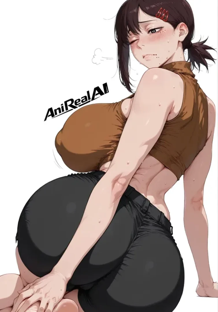 ANIREALAI -  Higashiyama Kobeni - Brown Sleeveless Turtleneck Croptop and Black Booty Shorts  (Preview) 202P — page 1