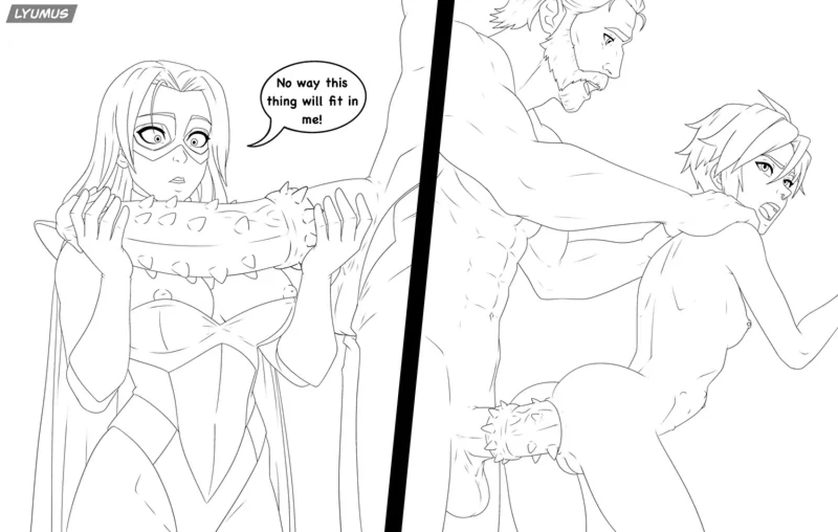 lyumus - BB and Invisigal x Phenomaman lineart — page 1