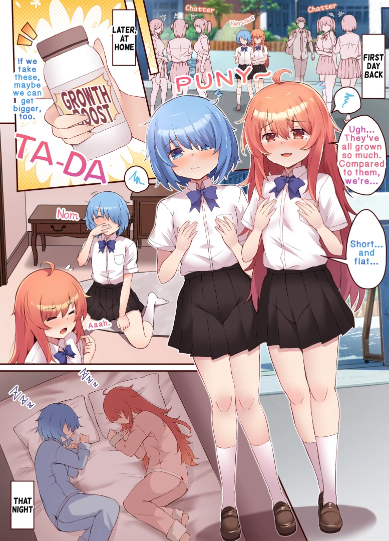 vvossdpy - 【English/超乳化+巨女】成長に悩むJ〇たちがサプリでムチムチなドスケベ巨女になる漫画