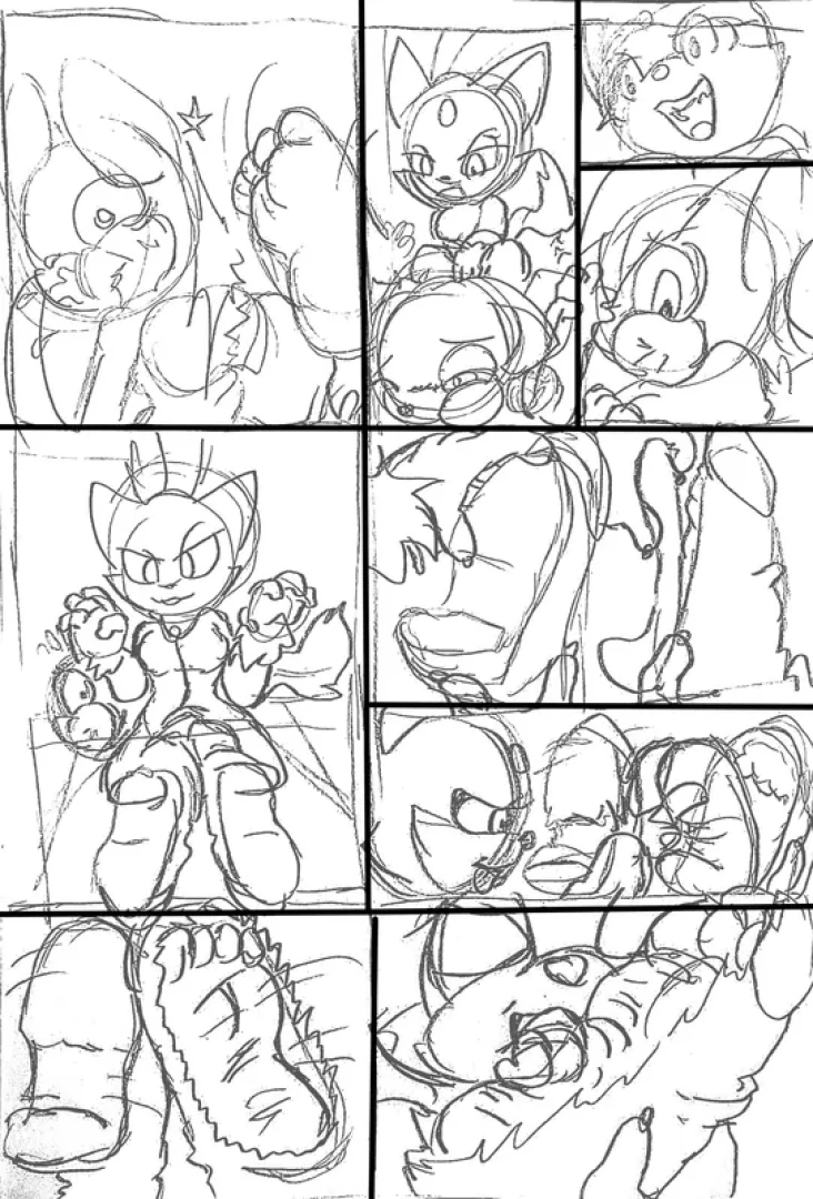 xptz - 2Coco Bandicoot toe hanging being tickled pg2 + Rouge's shoe thief pg4 WIP — page 1