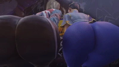 Kishi3D - Cammy x Chun Li SF6 asses on glass video T2 Bonus