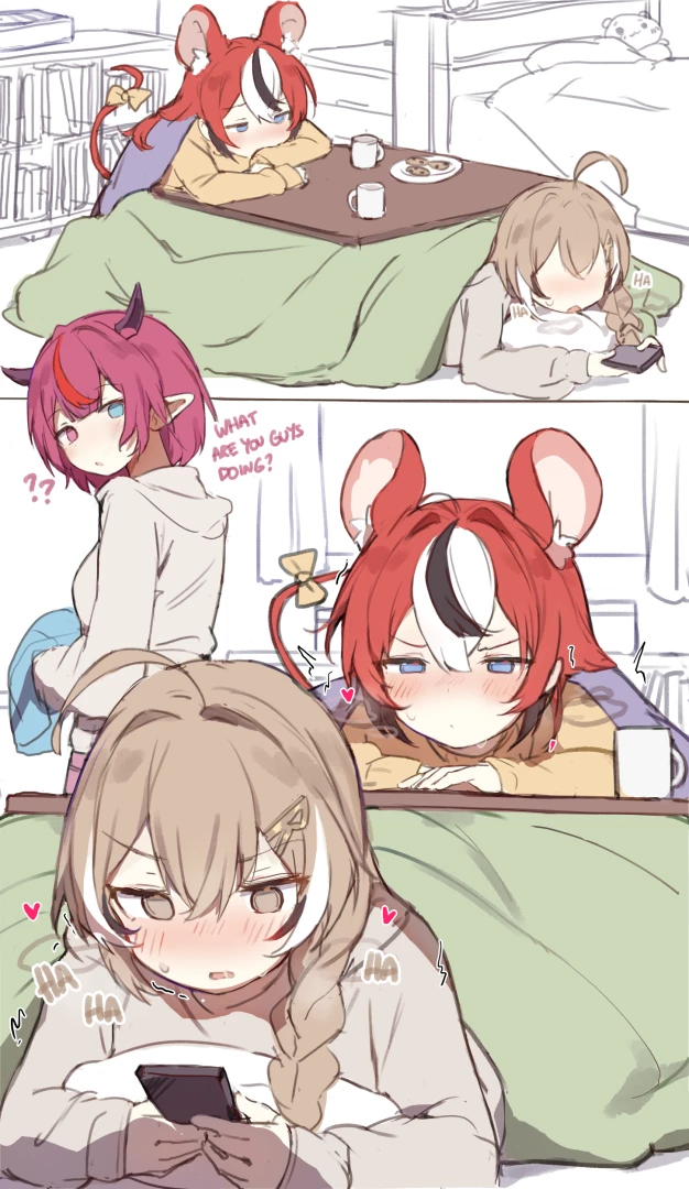 orobou - Mumei and Bae under the kotatsu (nsfw alt+2)