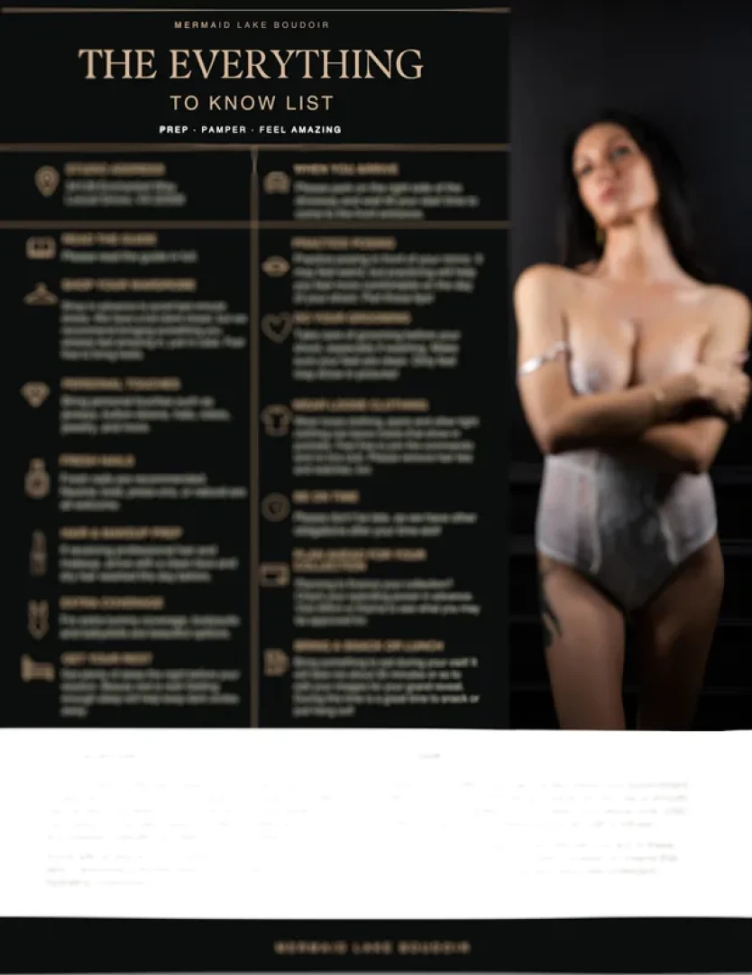 Mermaid Lake Boudoir - Client Prep Guide The Everything to know list — page 1