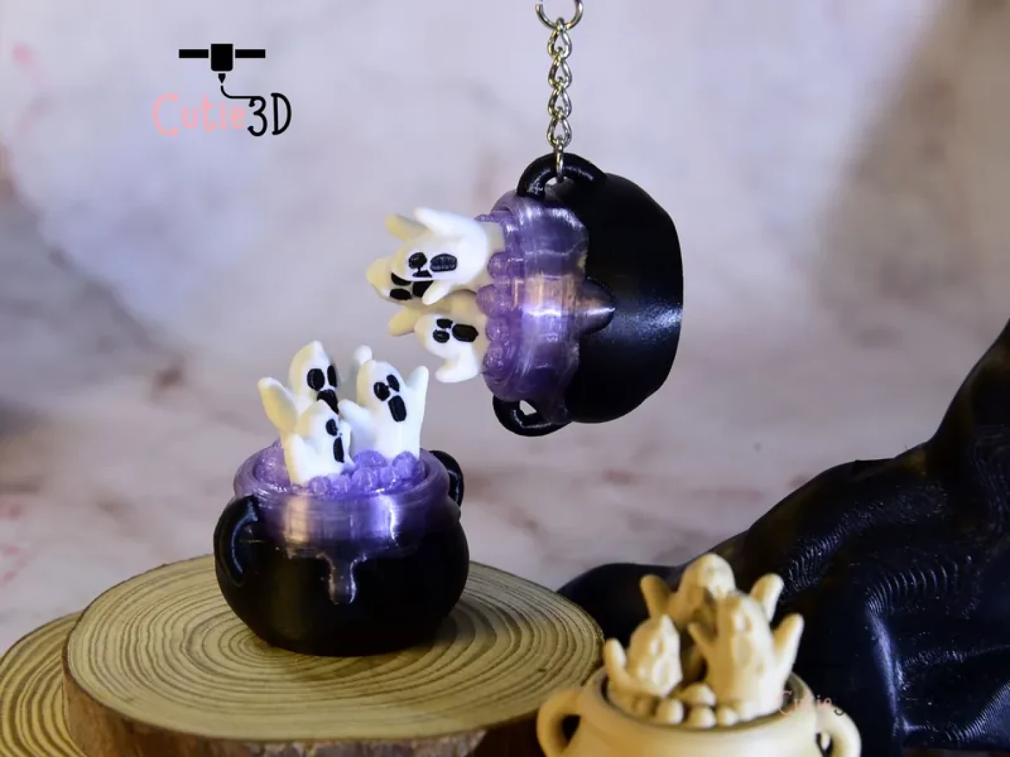 Cutie3D -  Cutie3D Halloween Ghost Cauldron Fidget Led Clicker Keychain  