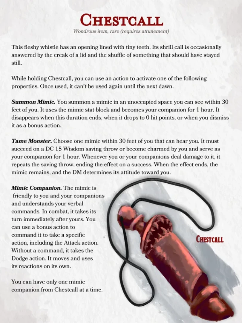 BetterSpellCaster - Chestcall - Magic item + Printable Card