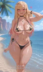 Eli -  Tanned Marin Kitagawa - Nude Teasing on the Beach  (70)