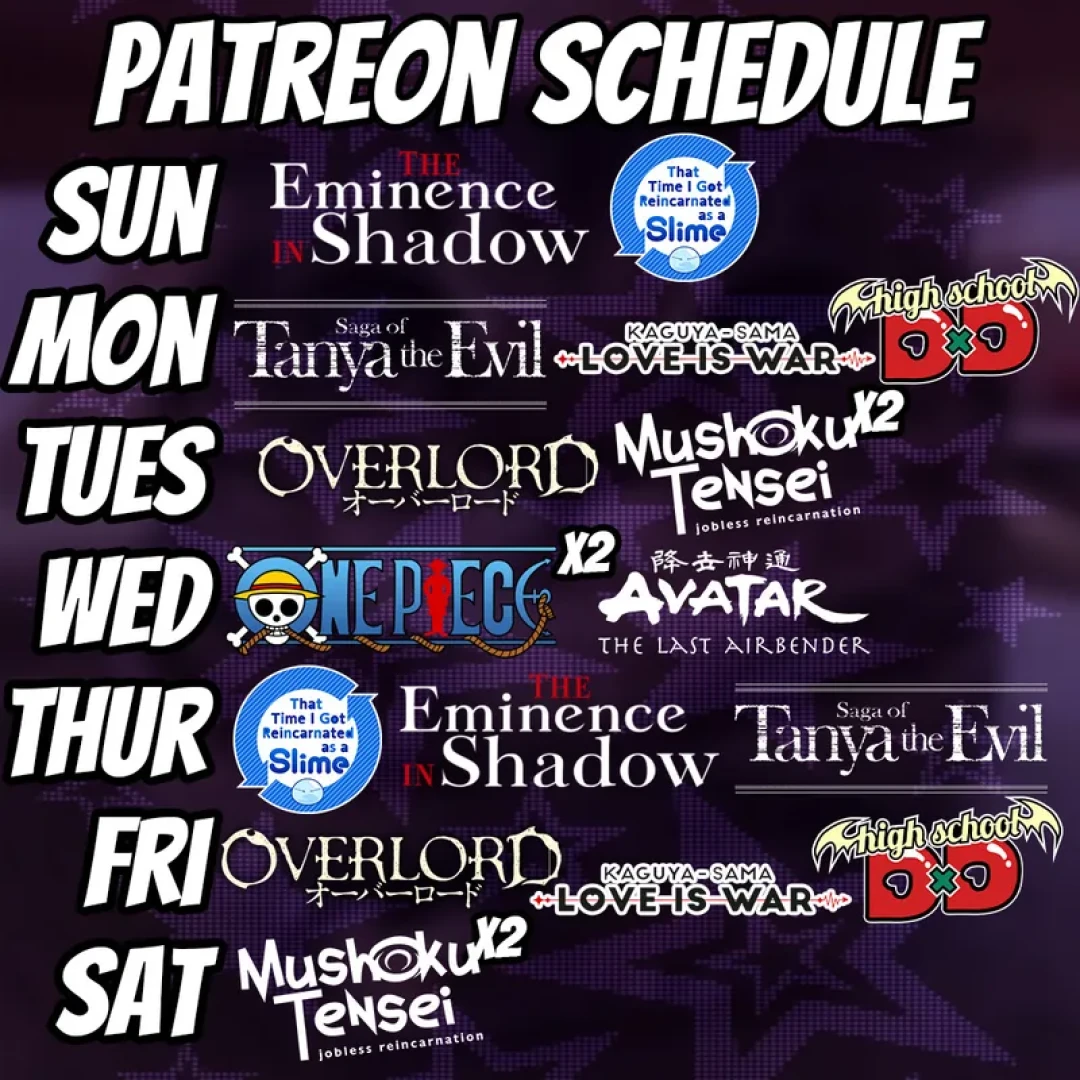 Sora Anime - PATREON SCHEDULE OCT 4 - OCT 10.