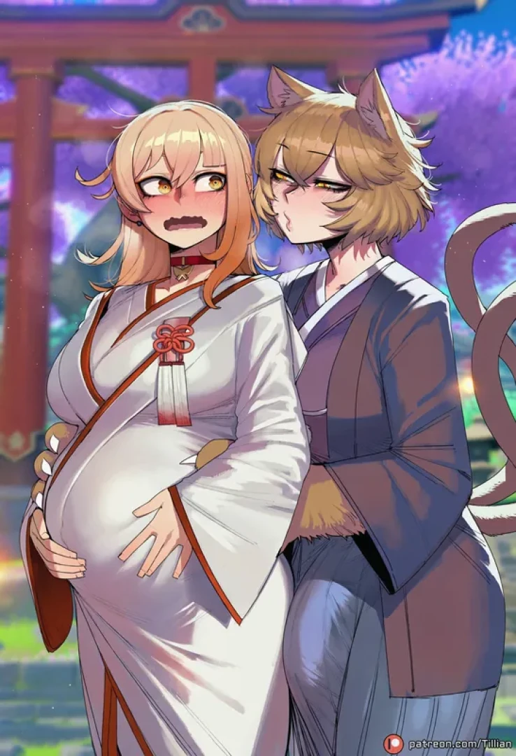 Tillian - Medium Commission: Nekomata (Monster Girl Encyclopedia) x Yoimiya (Genshin Impact) | Futa  — page 1