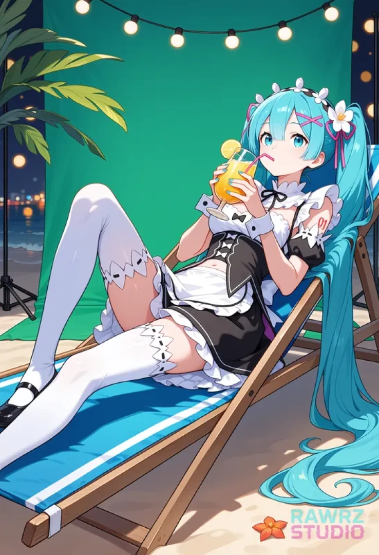 Animewaifusofficial - [SFW] Miku 🩵 as Rem Cosplay | Crossover