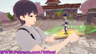 GSizei - Lisa Giantess growth magic - Genshin Impact NSFW