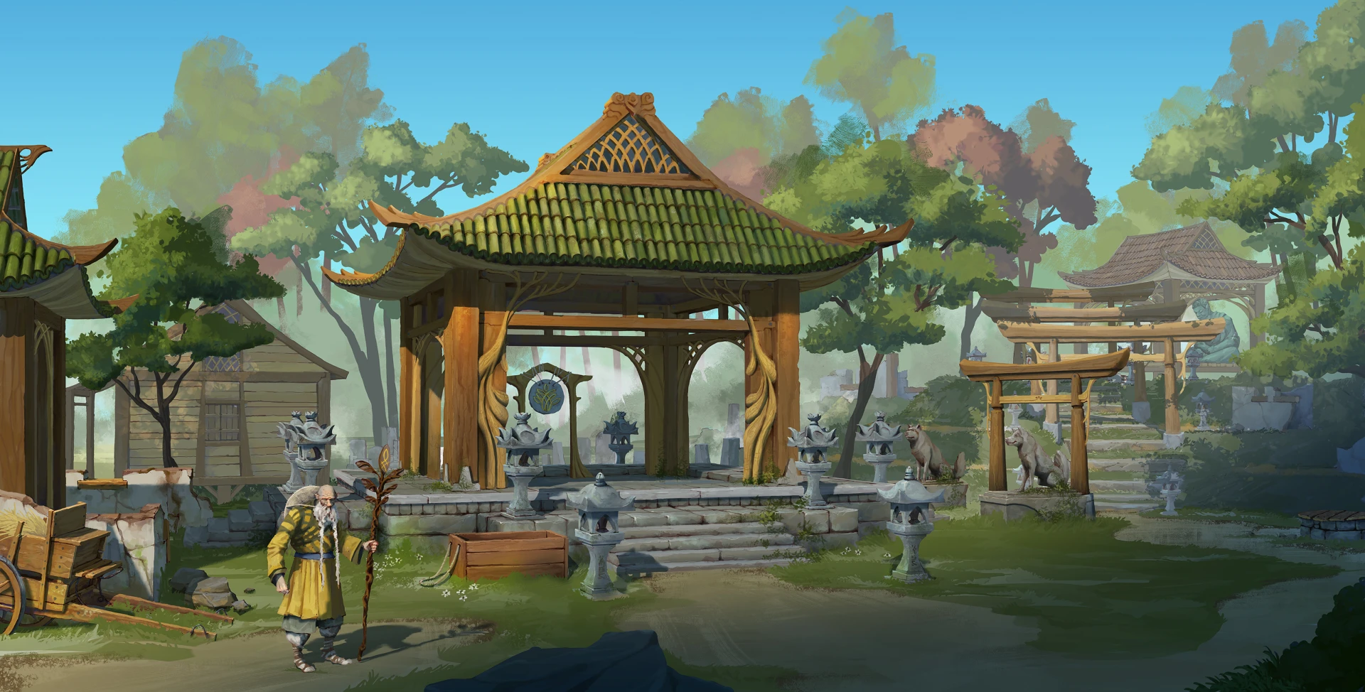 tomcartos - Woodland Temple Exterior Scene - Hi-Res Variants
