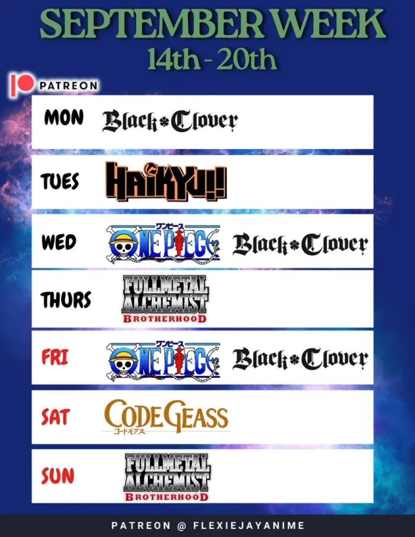 FlexiejayAnime - THIS WEEKS SCHEDULE part 3