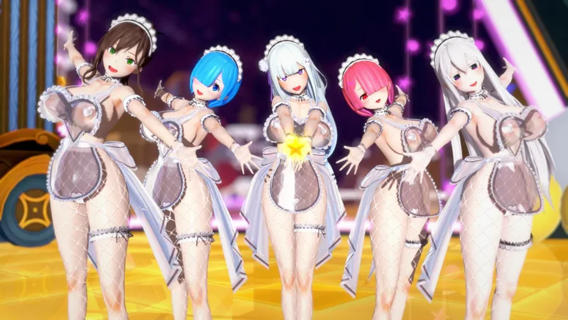 7pupu - 愛蜜莉雅x雷姆x拉姆x艾姬多娜x夏烏拉 - Lovey Dovey【ゼロから始める異世界生活】4k 透明圍裙女僕(限定視頻Limited Video)