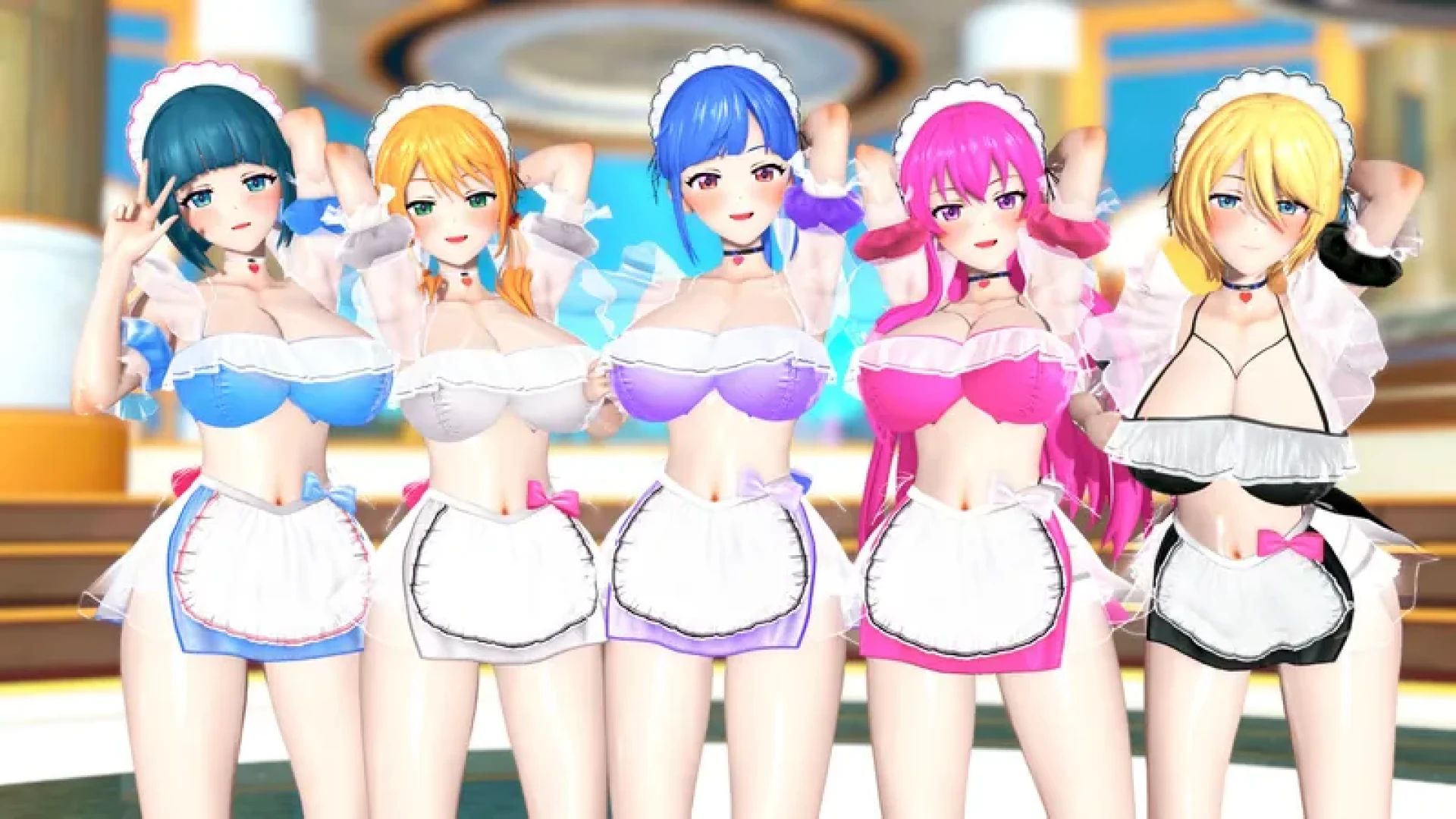 7pupu - 小野白菊x幕澤櫻花x鶴河秋水x月島流星x鳳凰寺紅葉 - Lupin【女神のカフェテラス】4k 女僕裝 無絲襪 表版 — page 1