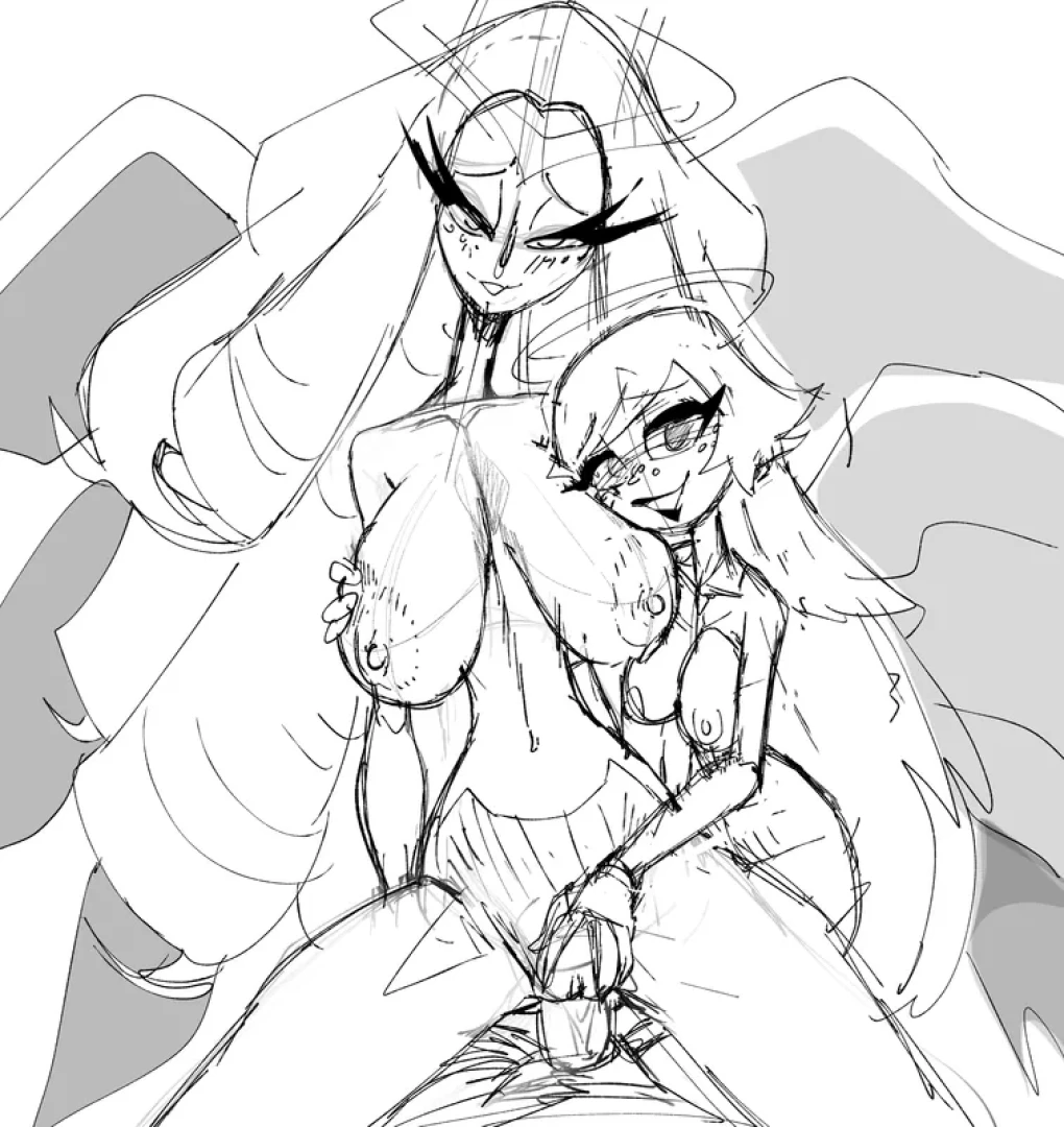 inkershike - [Hazbin Hotel] Sera & Emily, again, Rough Sketch