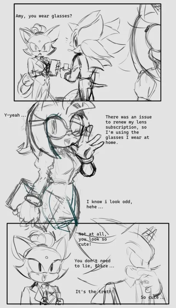 Vinnie - Thorns on a Rose - [WIP] Amy with glasses - Office AU -Shadamy — page 1