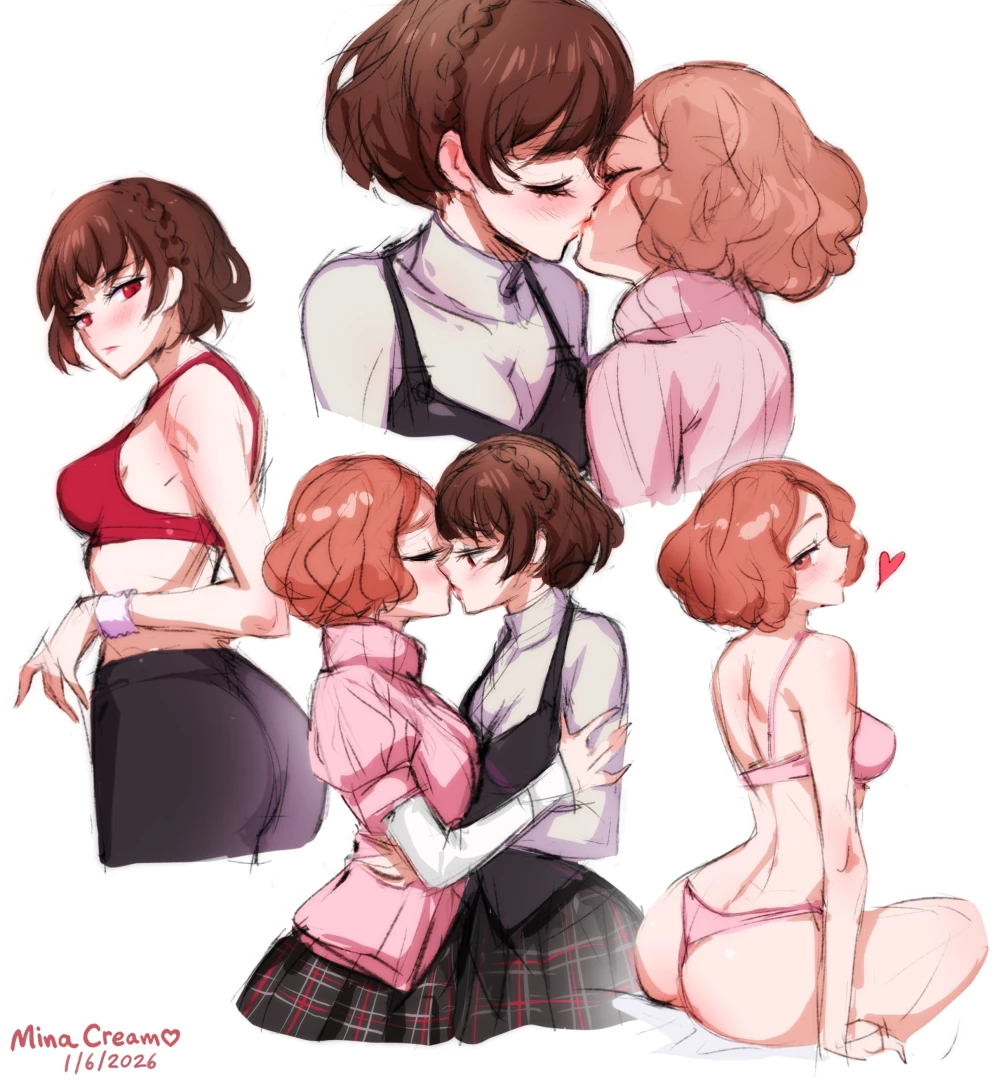 minacream - Daily Sketch 109 Makoto x Haru (Persona 5)