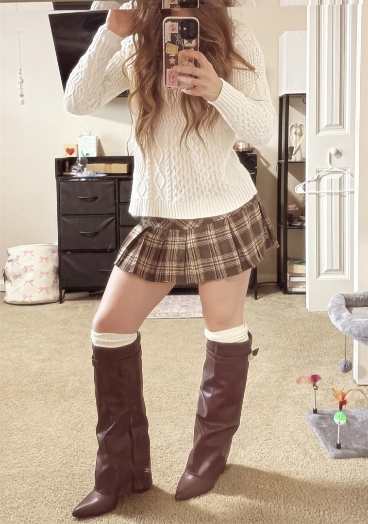 SunflowerASMR - Plaid Skirt With Thigh Highs 