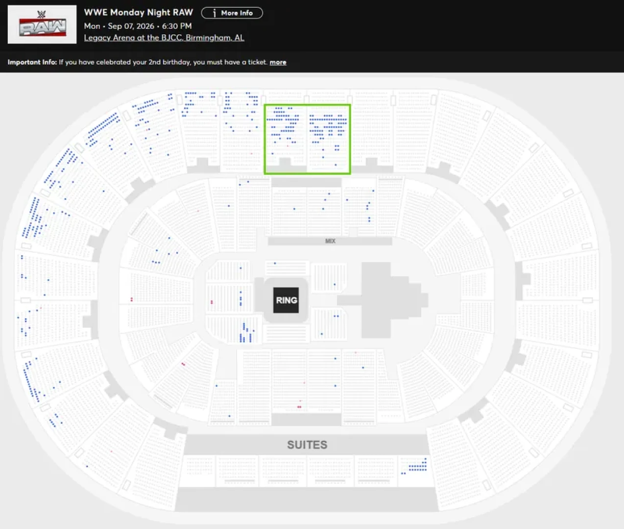 WrestleTix - WWE Monday Night RAW [Legacy Arena at the BJCC, Birmingham, AL] update
