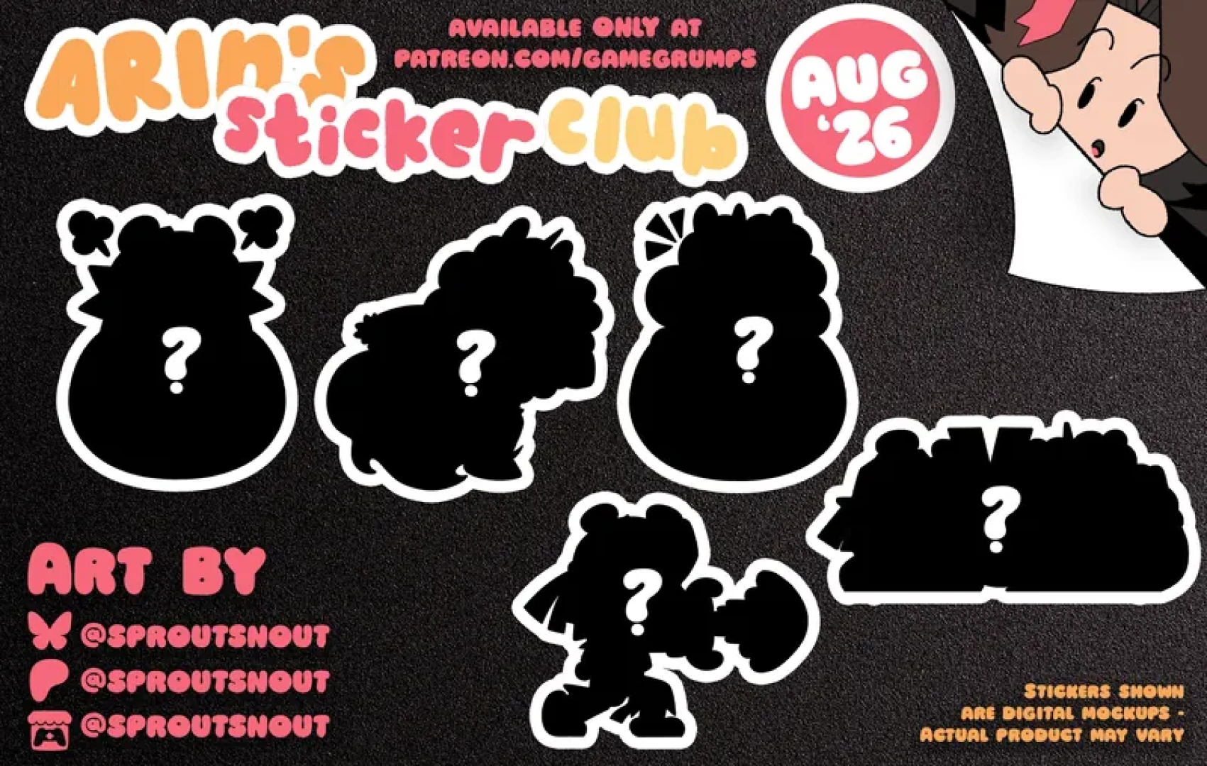 Game Grumps - Arin's Sticker Club - July Reminder & August Artist Reveal!