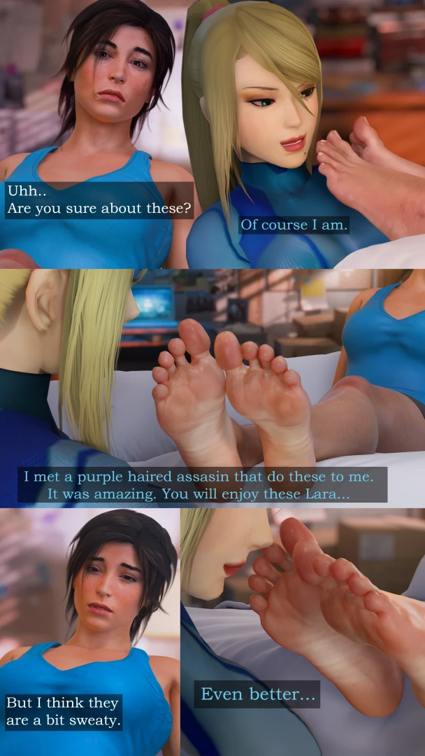 dalliance18 - Samus Aran worships Lara Croft (FULL COMIC SET) — page 1