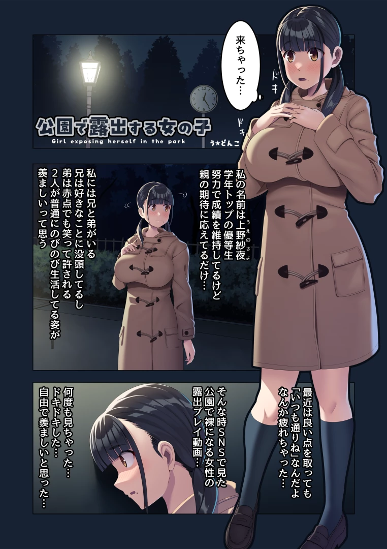 udonko3 - 【高画質＆差分】夜の公園で露出・第一夜
