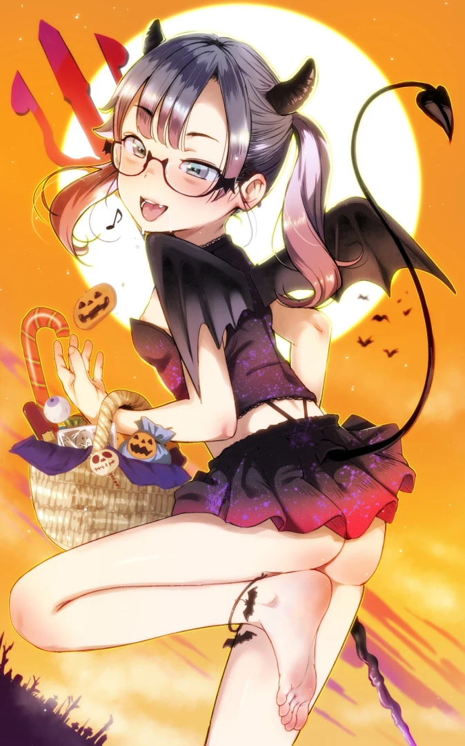 夏目つな - [全体公開]ハロウィンイラスト[裸、メガネ、衣装差分など5枚]