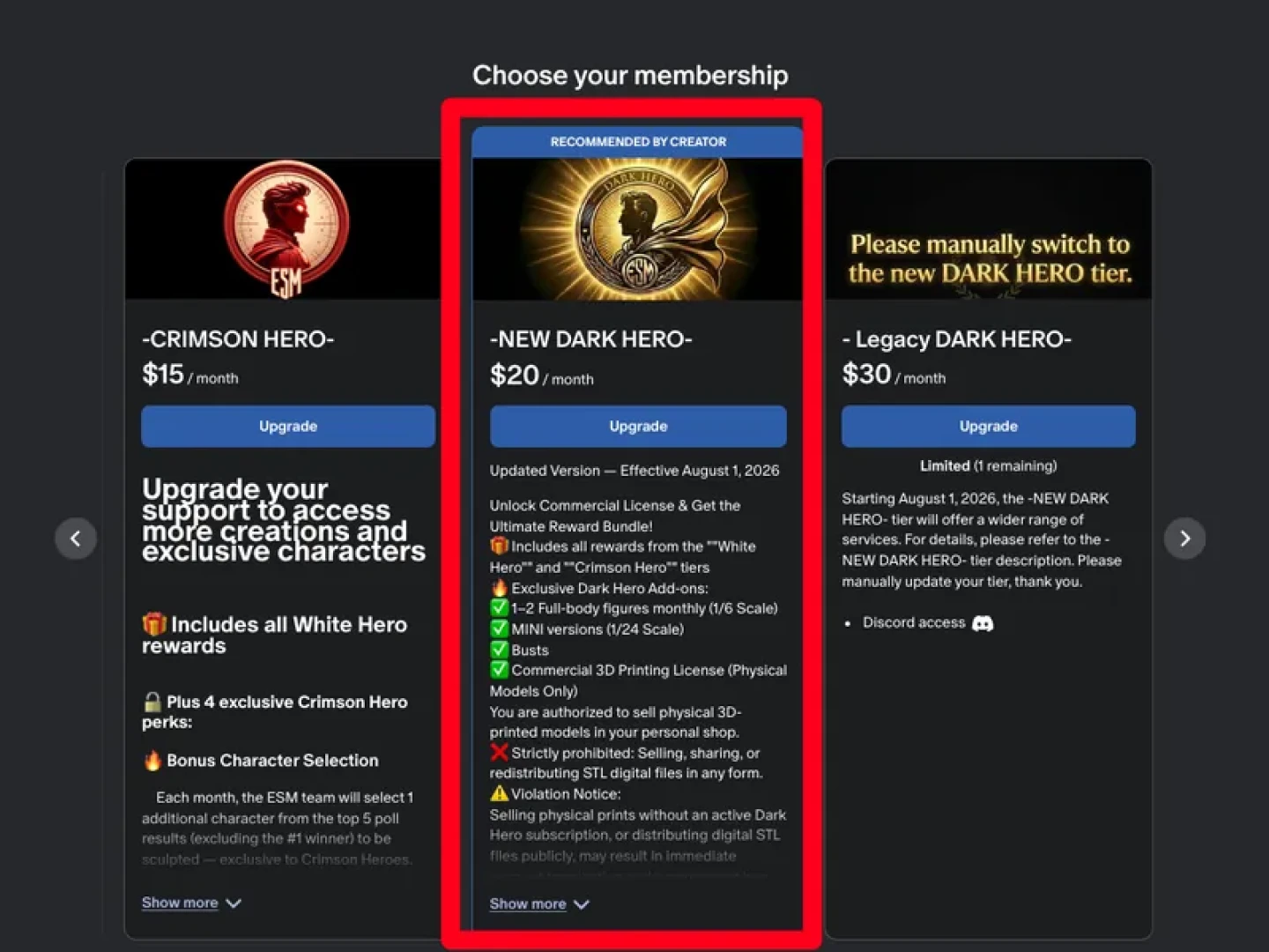 Chen Ken -  [IMPORTANT] Action Required: Please Manually Switch Your Tier! NEW DARK HERO Launches Aug 1, 2026 — page 1