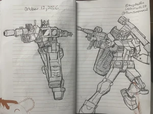 Shrekzilla, GiftedFire, & SniperSnake204 - Loona Pen Redraw + Optimus Prime and Gundam Pen Art