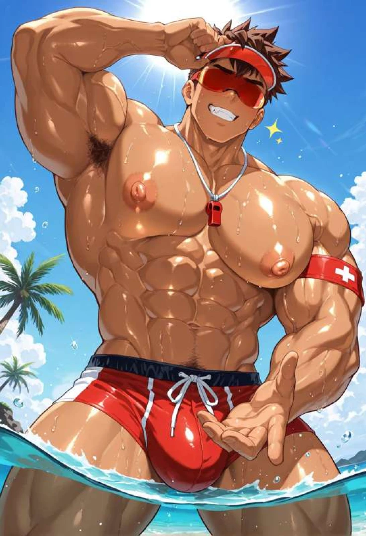 YAN『GAY/BARA/YAOI/R18/Illustration』 - Lifeguard pt2/ライフセーバーPt2