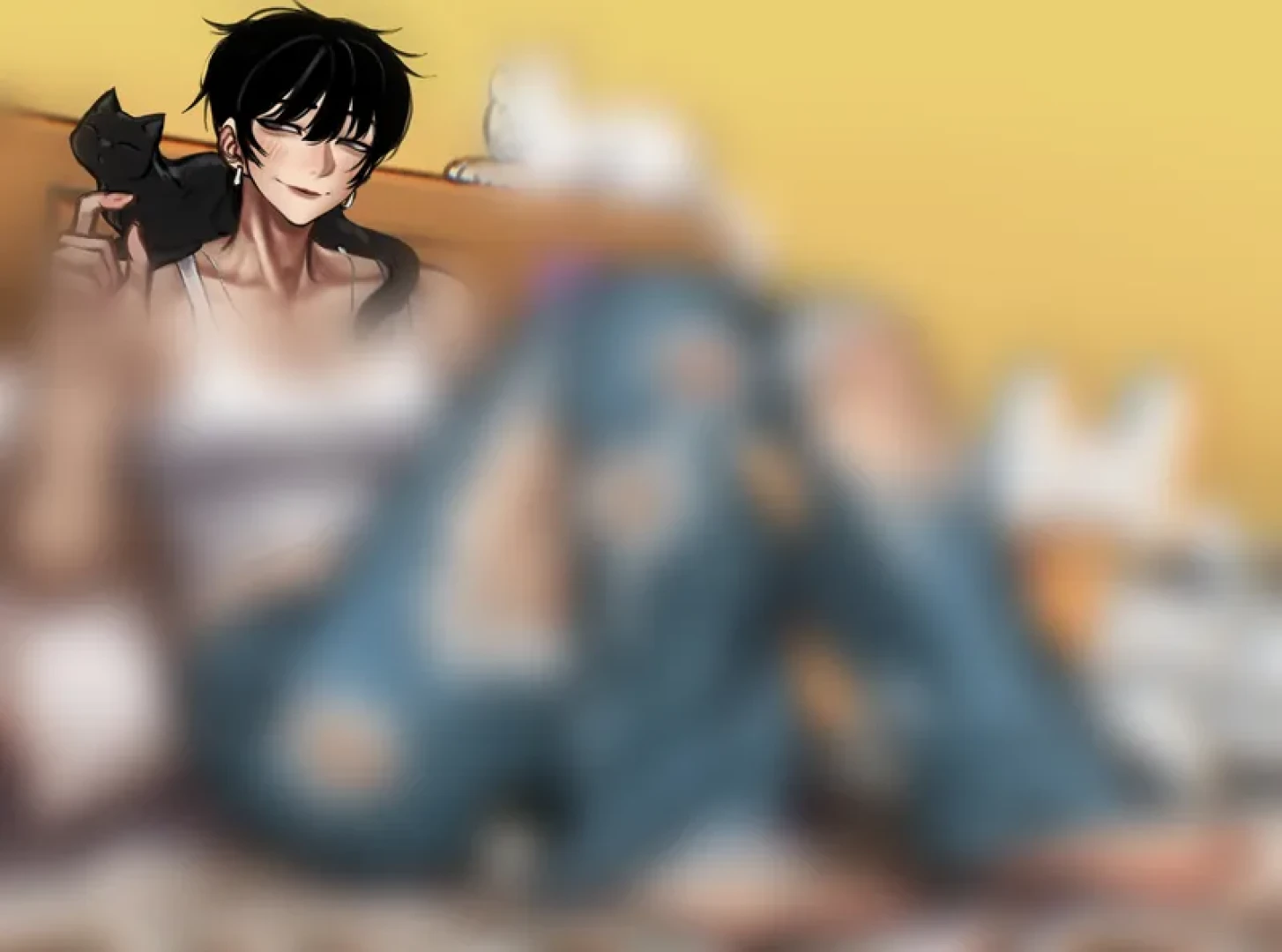 aYaKi357 - Tomoka with her cats (Patreon Exclusive Art)