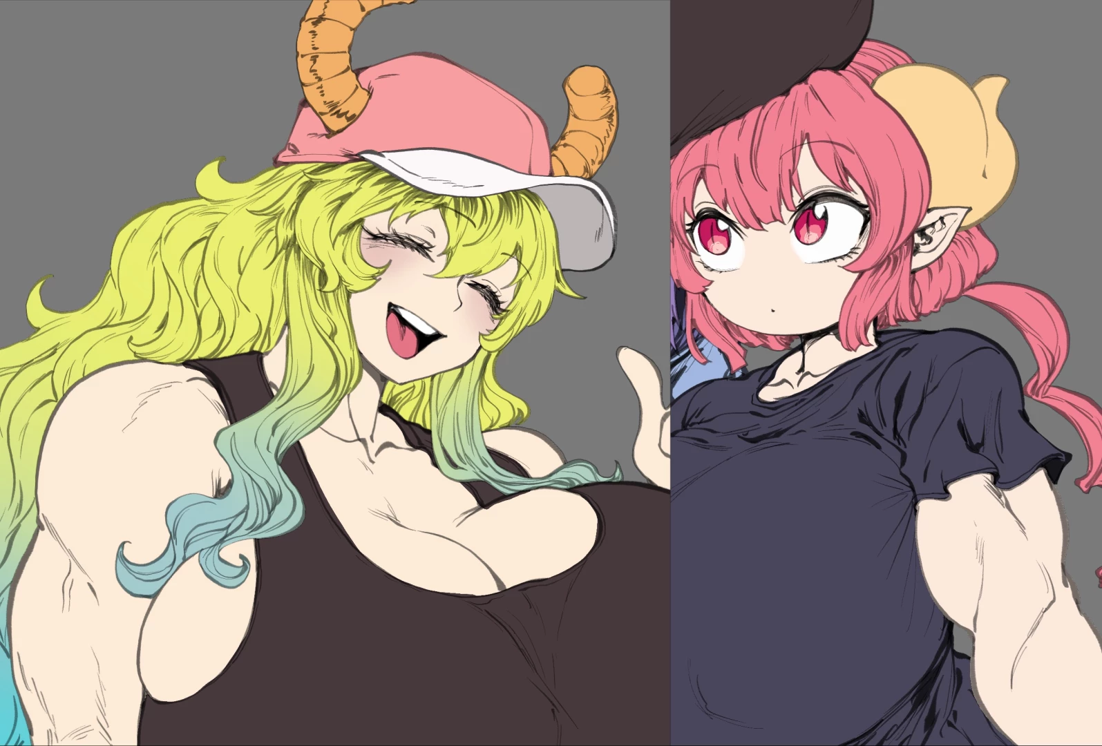 thegoldensmurf - Lucoa & Ilulu (Dragon Maid) - HQ png