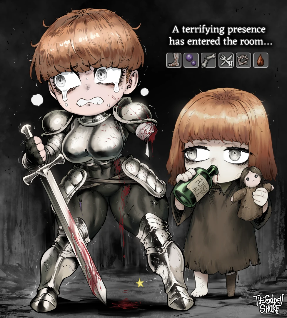thegoldensmurf - D’arce & the girl (Fear & Hunger) - HQ png