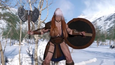 3D Girl Musclegrowth - Viking girl - AI generated