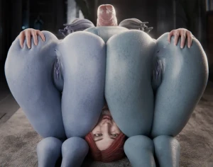 CabezaDePerro - Futa Femshep enjoying two big asari butts