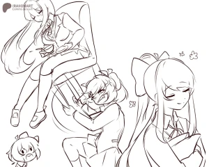raiionart - Moving Natsuki's manga (sketch)