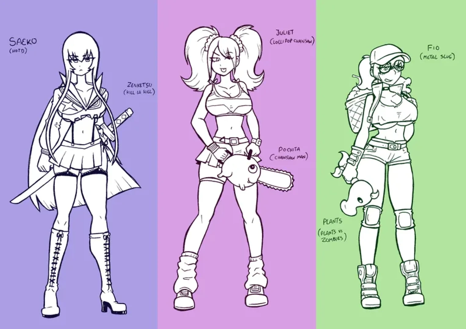 Malandra Parodias - Female Characters (Zombie Parody) SKETCH DESING — page 1