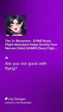 lilydanger - Tier 3+ Blossoms - [F4M] Busty Flight Attendant Helps Soothe Your Nerves [3dio] [ASMR] [Sexy Flight Attendant] [Gentle, Caring Fdom] [Nervous Boner] [Titty Sucking] [Handjob] [Public Handjob] [Licking Up Your Precum] [Edging] [Soothing] [Relaxation] [Good Boy] [Moaning] [Finger Sucking] [Cum Swallowing] [Sleep Aid] [Kisses] [Ear Rubbing] [White Noise] part 2