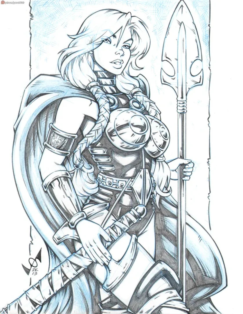 Garrett Blair - NOV12 - Valkyrie blueline pencil sketch
