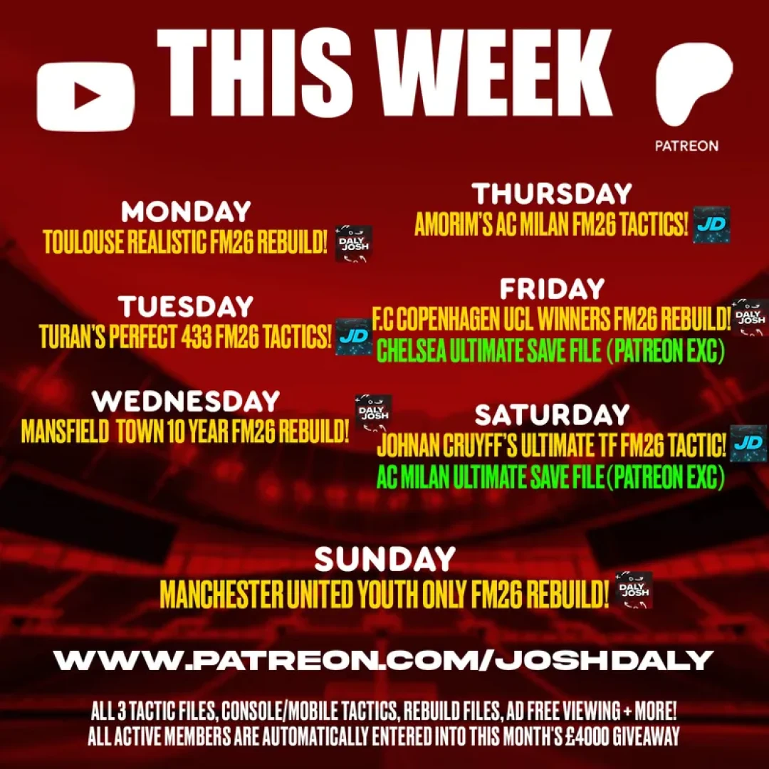 JoshDaly -  THIS NEW FM26 PATREON WEEK IS ABSOLUTELY HUGE 30% OFF