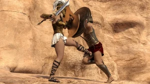 Queen of the Amazons - Amazon vs Hoplite — Commission by joseph-bk